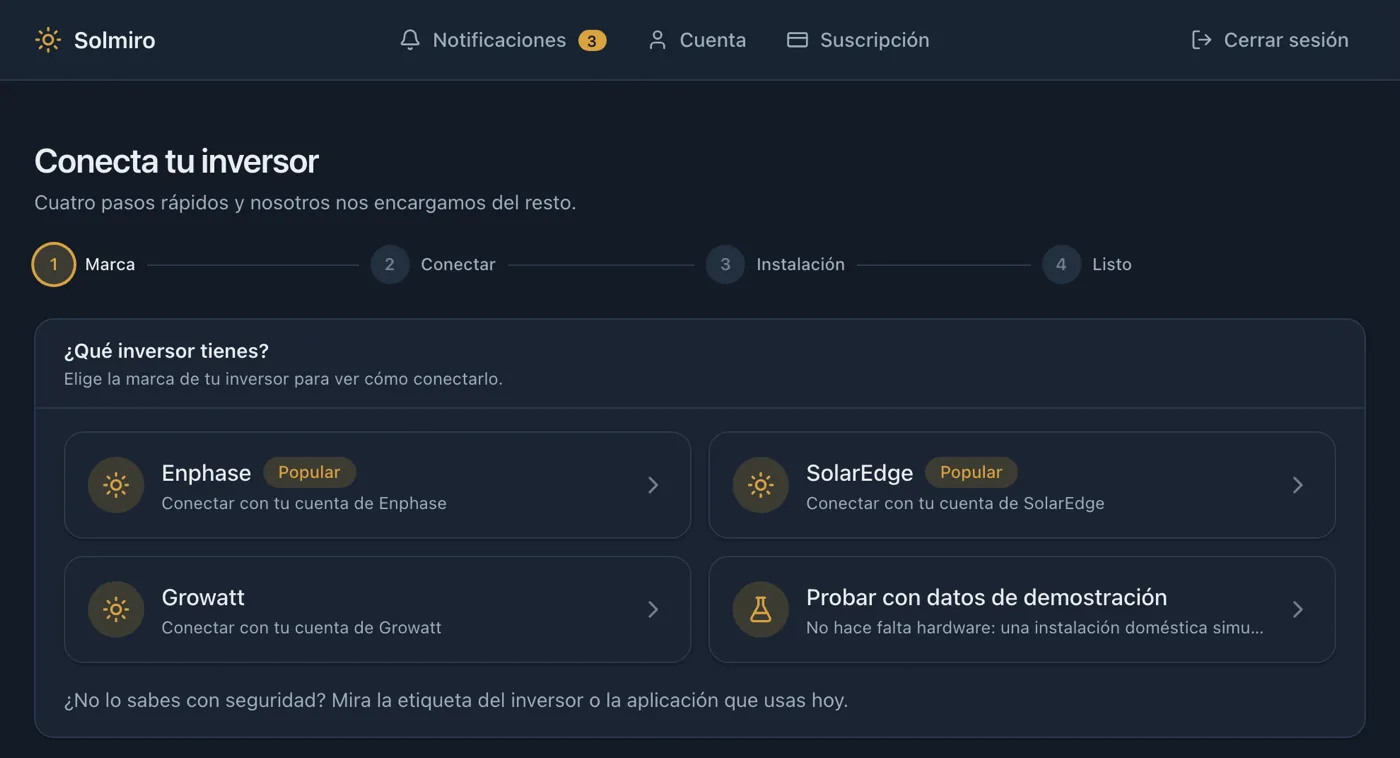 Elige Enphase en el asistente